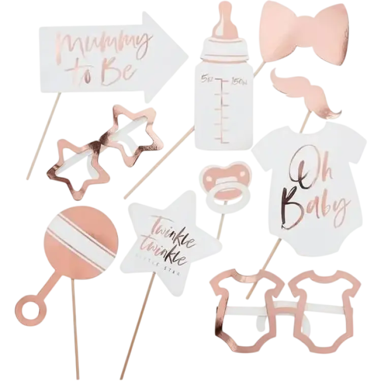 Ginger Ray Photoprops Baby Shower Rose Gold 10-pack