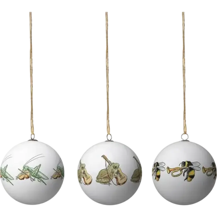 Design House Stockholm Julkulor Groda Humla Gräshoppa 3-Pack Set of 9 White Julgranspynt 3st