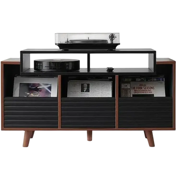 NorStone Oslo 1200 Vinyl Möbler Valnöt Svart Förvaringsskåp 120x64.3cm