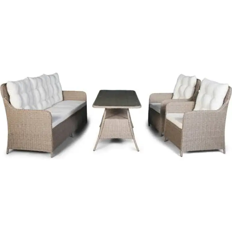 Lyfco Loungegrupp Utemöbler Beige Konstrotting Loungeset