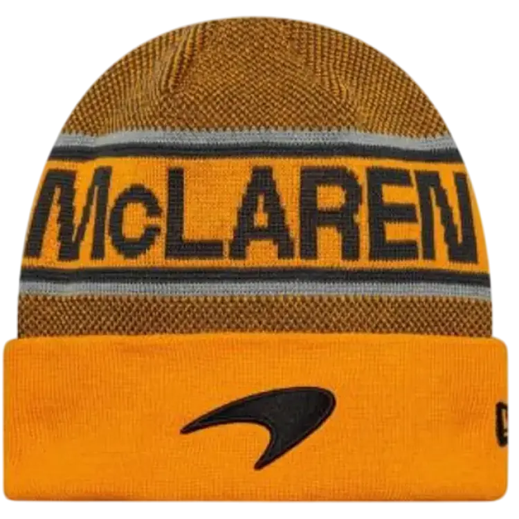 New Era Motor Orange Cuff Beanie McLaren F1 25 Team Papaya Orange Cuff