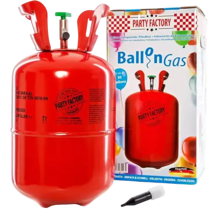 Party Factory Helium Gas Cylinders for 30 Balloons Red