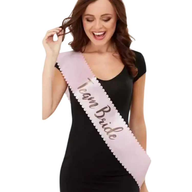 Smiffys Sash Team Bride Pink/Gold (29189)