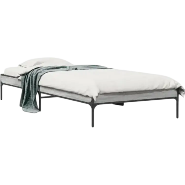 vidaXL Grå Sonoma 90x200 cm Konstruerat Trä Och Metall Sängram