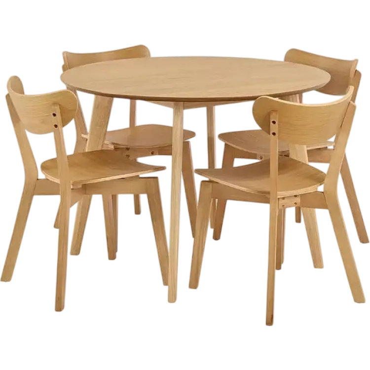 Nordform Roxby Matbordsuppsättning Ø 105 cm Natur Bordsgrupp