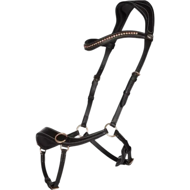 QHP Bitless Anatomical Sidepull Bridle - Black