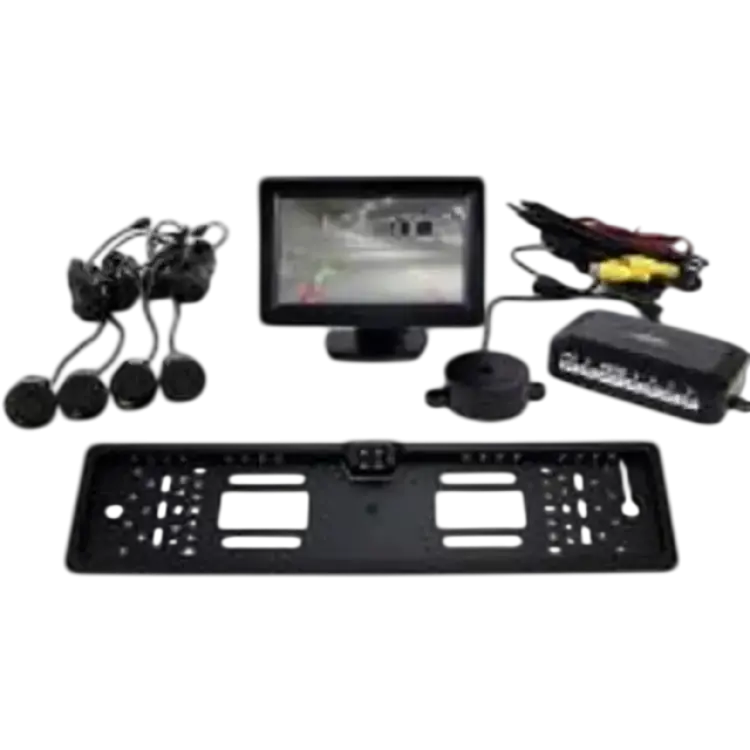 Amio 01552 Parking Sensor Kit with 4 Black Sensors, 4.3'' TFT Display, and Camera