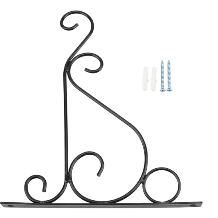 Iron Plant Hanger Wall Hanging Bracket 25 x 21 cm Black