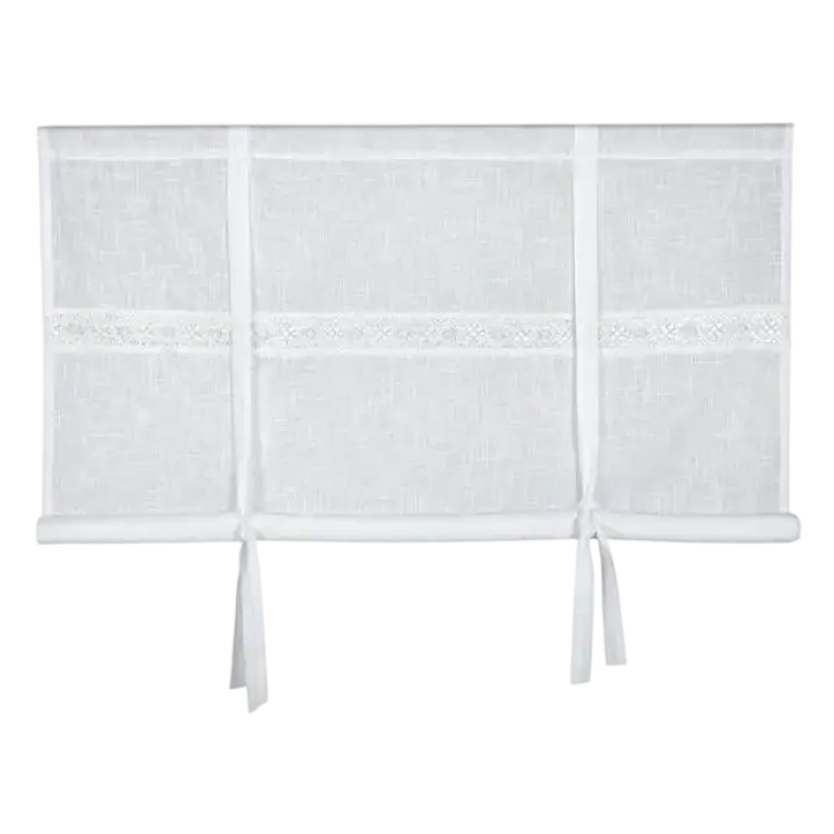 Fondaco Hissgardin Sanna Med Infälld Spets Och Band 100x100 cm