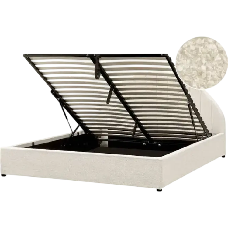 Beliani Dubbelsäng Chadenet Med Förvaring 160x200 Cm Sängar Vit Sängram