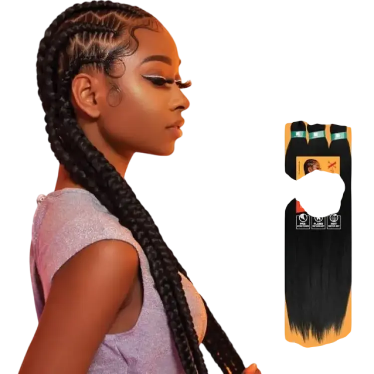 Sensationnel Xpression Prestretched Braiding Hair 3x 58-Inch Flame Retardant Smooth Yaki Braid 1 Pack NBLUE/NPINK