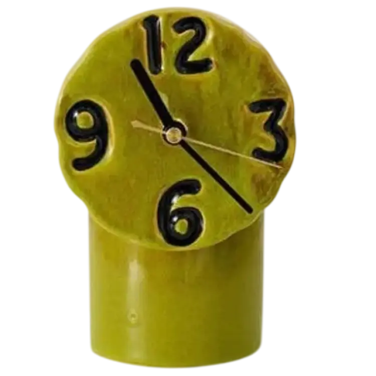 HKliving Retro Keramikklocka 18 cm Olive - Grön Bordsklocka