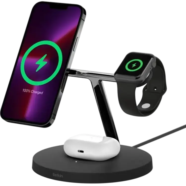 Belkin BoostCharge Pro 3-in-1 Wireless Charger with Official MagSafe Charging 15W WIZ017ttBK