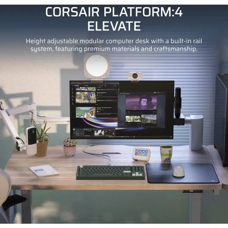 Corsair Platform 4 Elevate Vit Ljus Trä Skrivbord