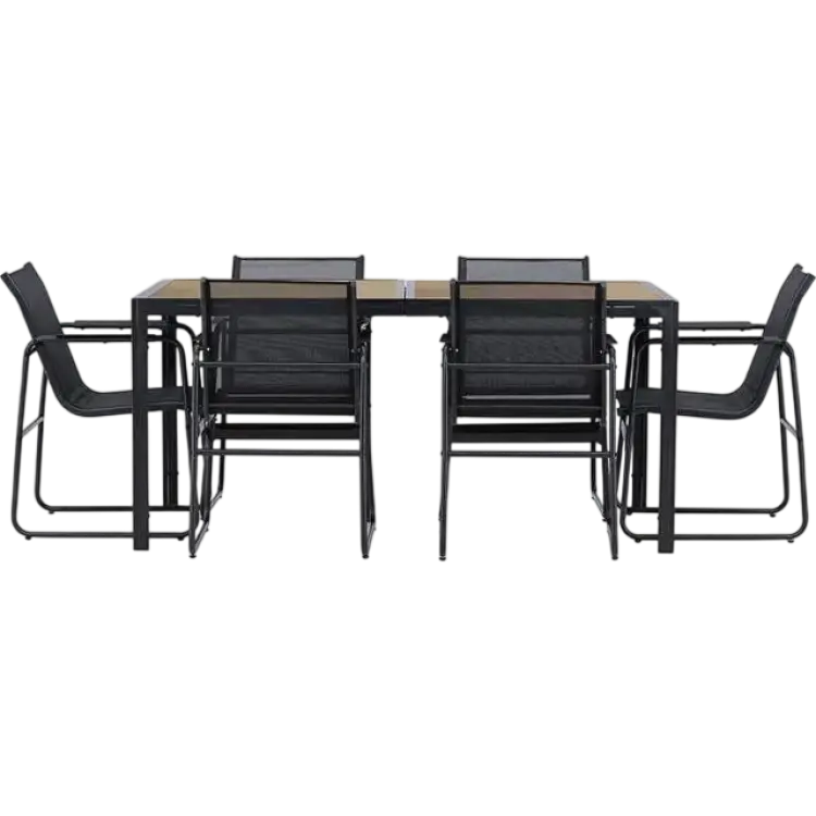 Venture Home Lampedusa Trädgård Set 1 Matbord 6 Stolar Svart Matgrupp