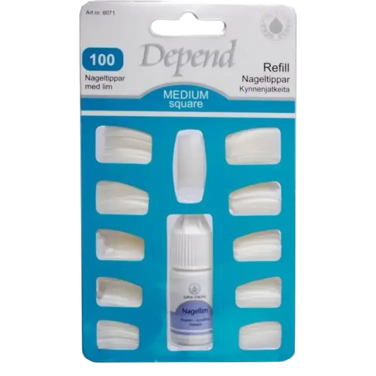 Depend Nageltippar Medium Square 100-pack