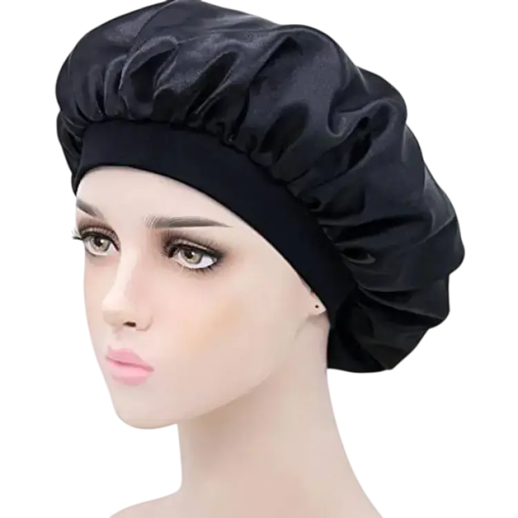 INF Satinhuva, satinsovmössa, satinväv, nattmössa med elastiskt band