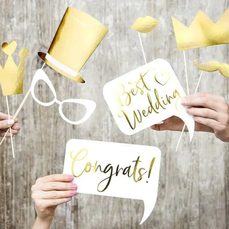 PartyDeco Foto Props Bröllop Guld
