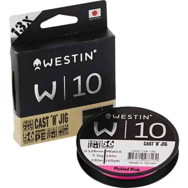 Westin W10 13-Braid Cast 'N' Jig 110m 0.08mm 6.0kg 13lbs - Pickled Pink
