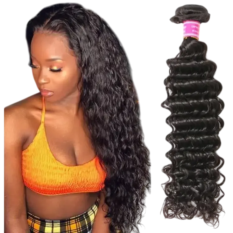 Wlymly Deep Wave Human Hair Bundles 12A
