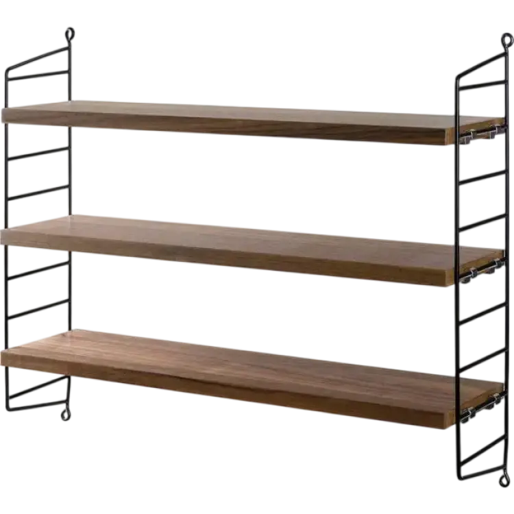 String Pocket Walnut/Black Vägghylla 60cm