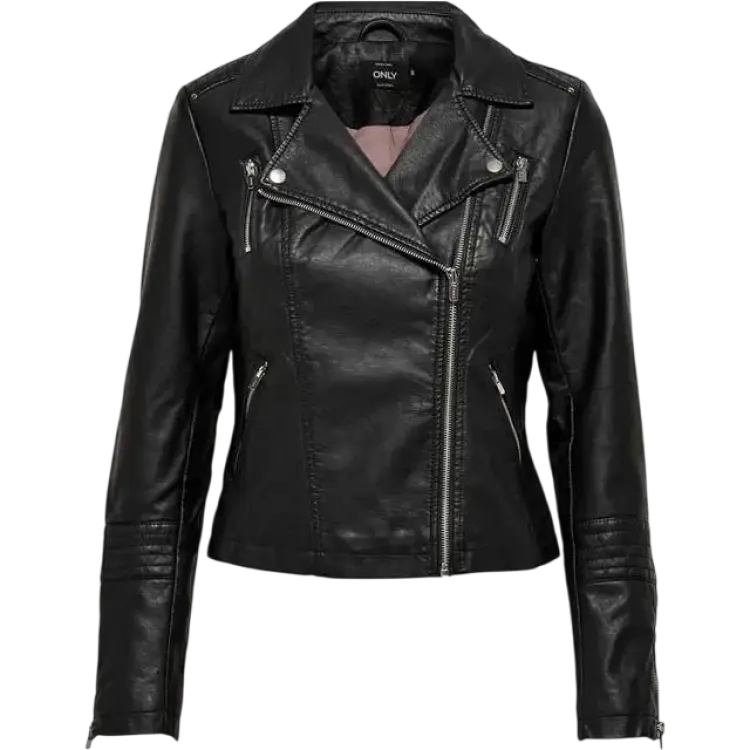 Only Gemma Biker Faux Leather Jacket - Black