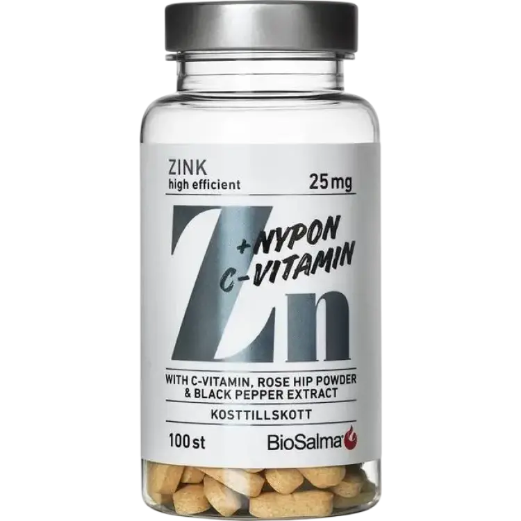 BioSalma Zink 25mg + C-Vitamin and Nypon 100 st