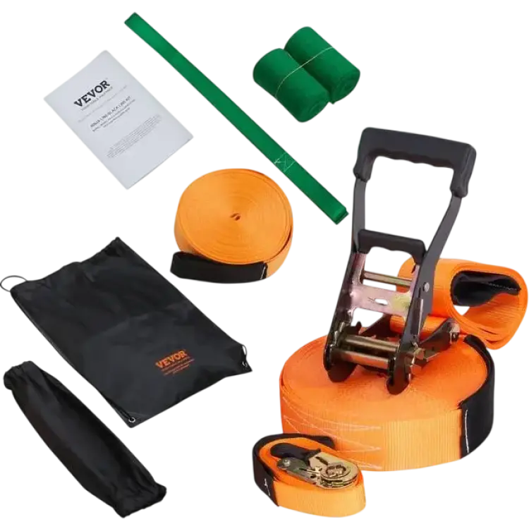VEVOR Slackline Kit with Training Line 18.3m, 226.8kg Capacity