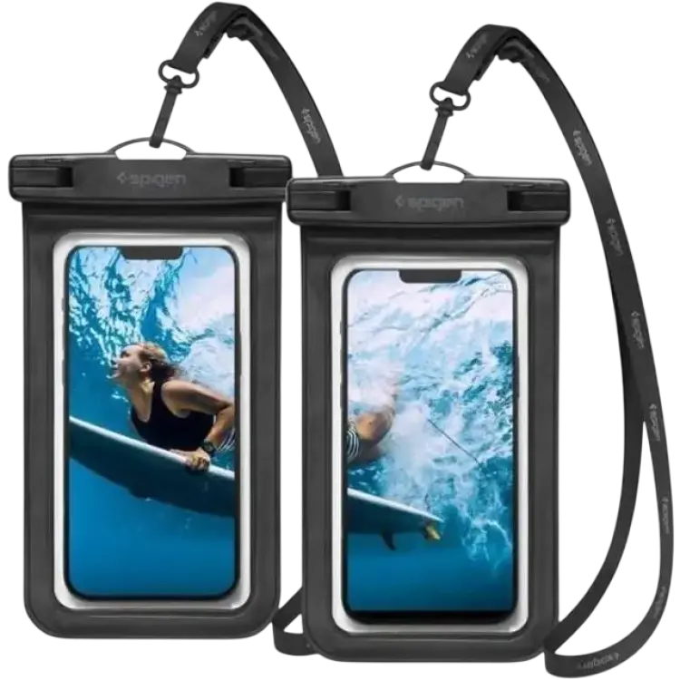 Spigen 2-Pack Universala Vattentät Mobilväskor A601 Svart