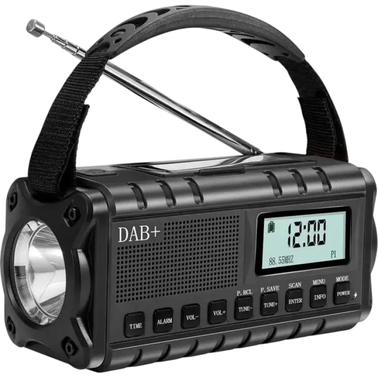 SiGN Nödradio DAB FM Med Handvev Batteri Solceller USB