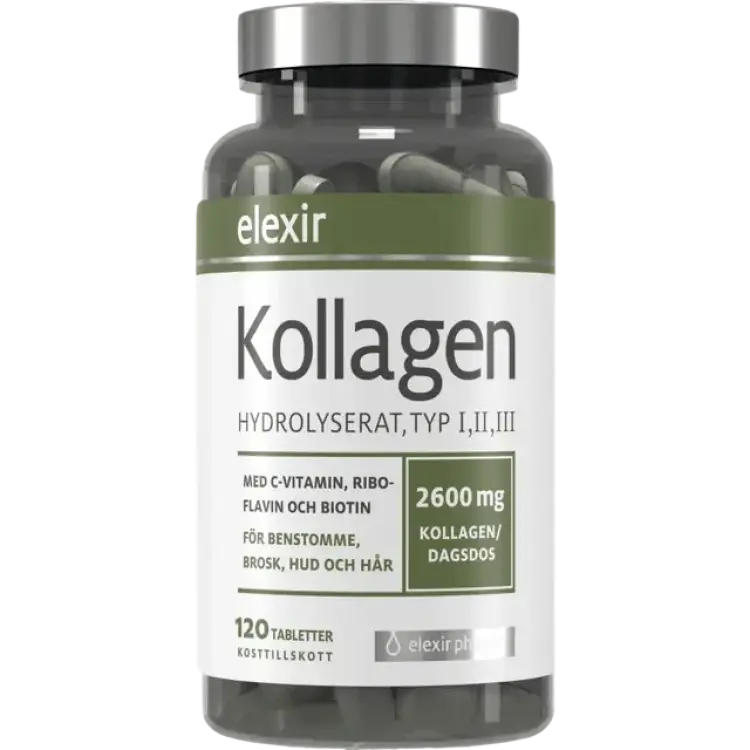 Elexir Pharma Kollagen hydrolysert type I II III 120 st