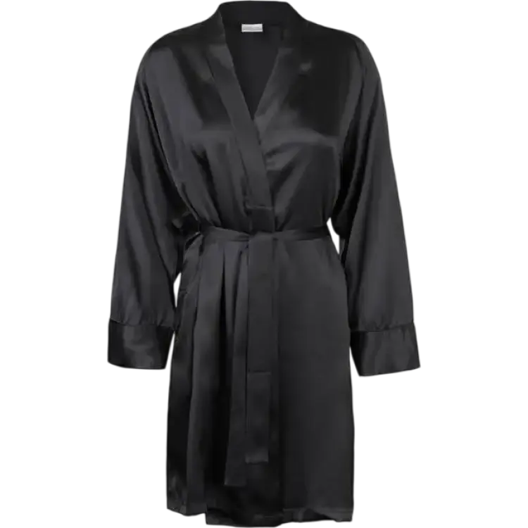 Lady Avenue Pure Silk Kimono - Black