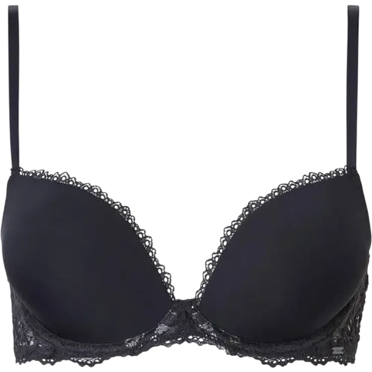 Calvin Klein Seductive Comfort Lace Push-Up Demi Bra - Black