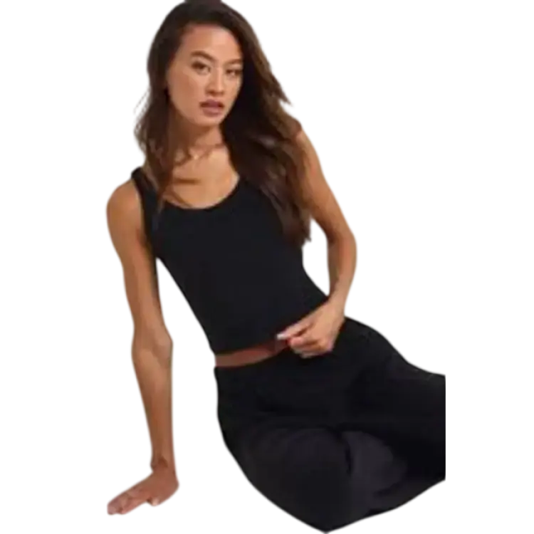 boohoo Dam Tall Velour Fleece Cami Topp Vida Byxor Lounge Set - Black