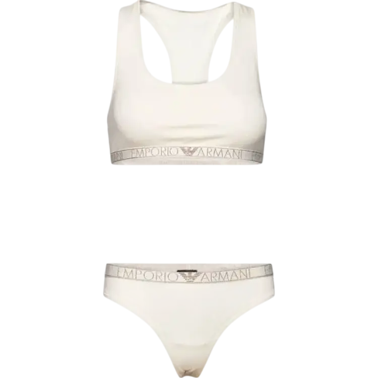 Emporio Armani Underklädesset Bralette Brazilian Brief - Tryckt Kräm