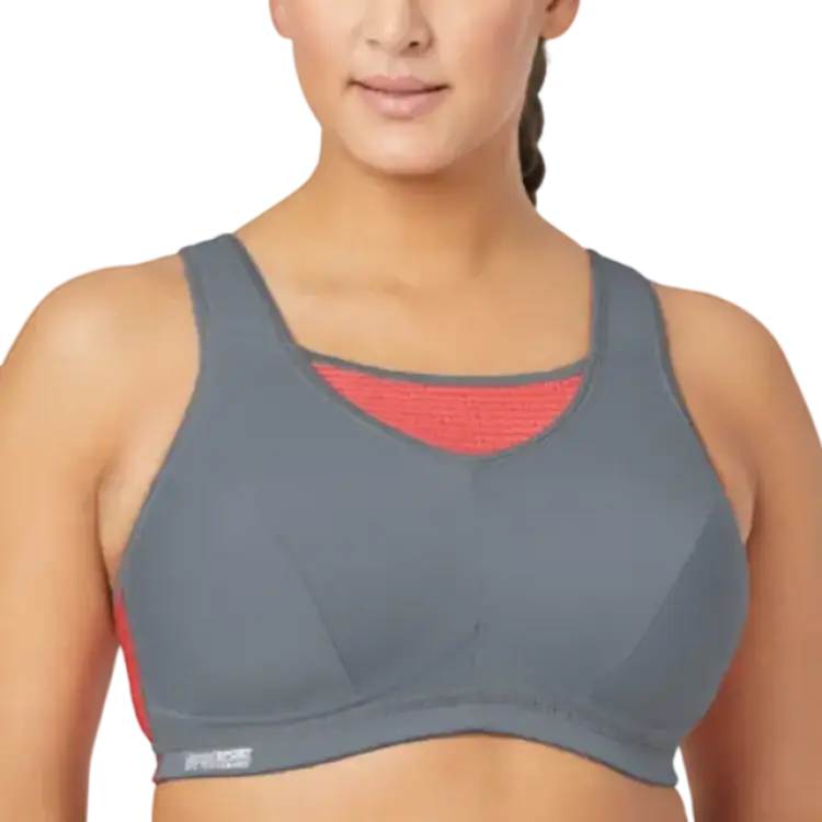 Glamorise No-Bounce Camisole Sports Bra Plus Size - Gray/Coral