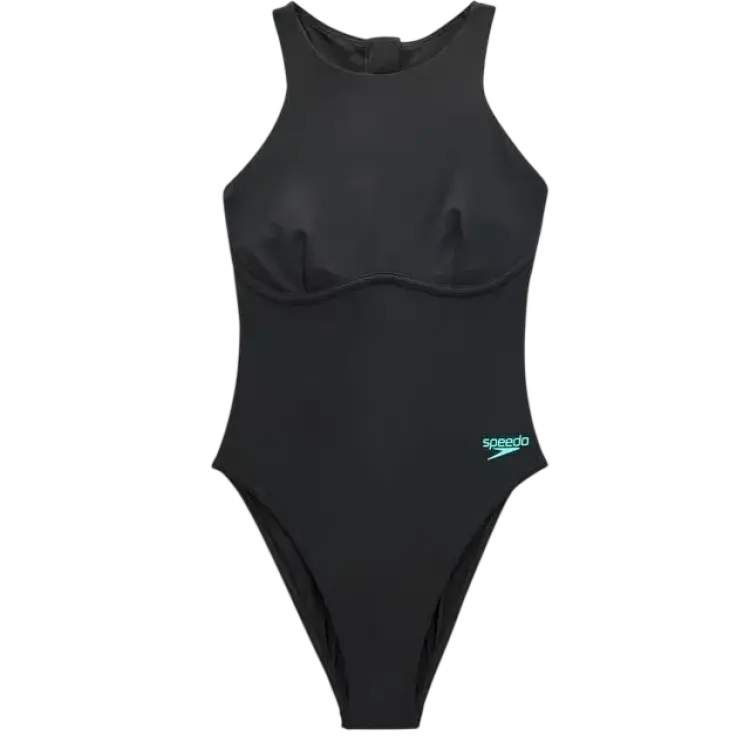 Speedo Racer Zip Swimsuit with Swim Bra - Black
