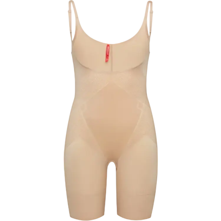 Spanx Invisible Open-Bust Mid-Thigh Bodysuit Shape Dam - Beige