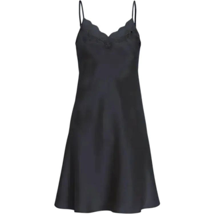 Damella Nattlinne Silke Med Spets Svart