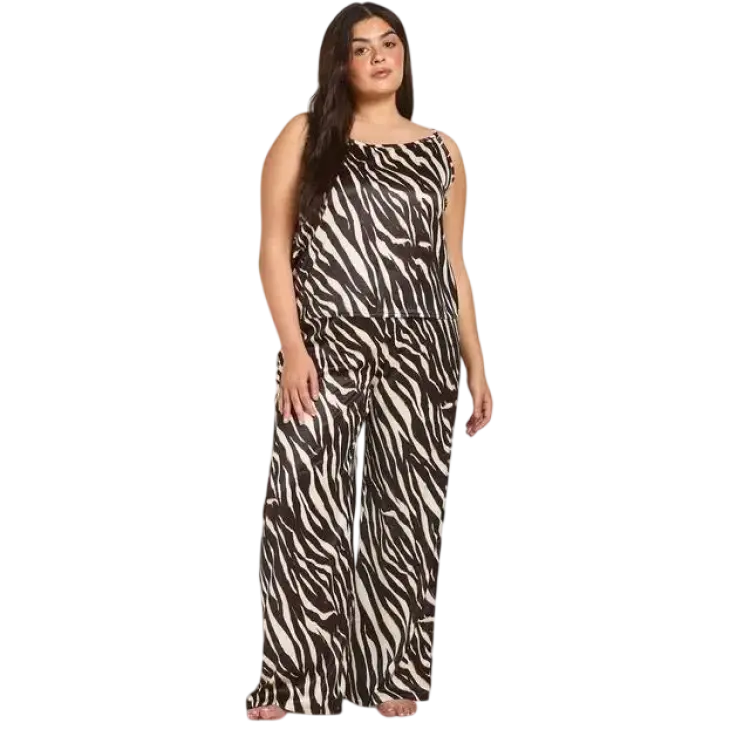 boohoo Dam Plus Pyjamasset Med Zebramönster Linne Och Byxor