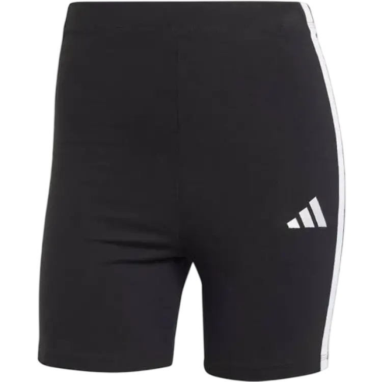 adidas Essentials 3-Stripes High Waisted Biker Shorts - Black/White