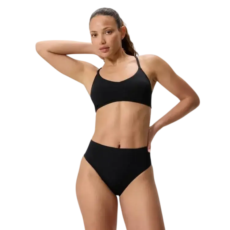 Speedo Solid Cheeky High Waist Bikini Bottom - Black