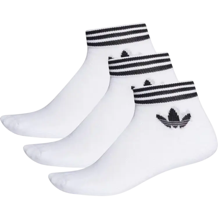 adidas Trefoil Ankle Socks 3-pack - White/Black