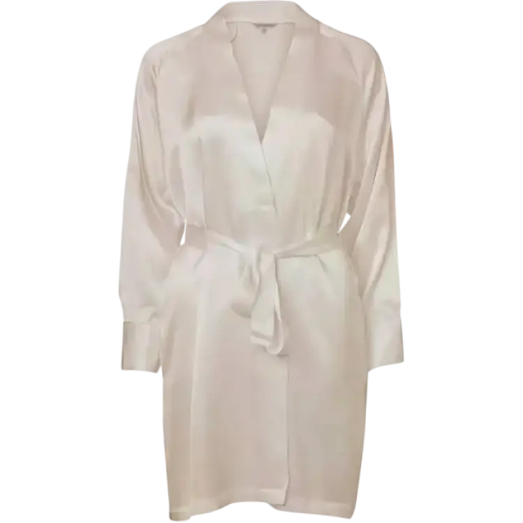 Lady Avenue Pure Silk Short Kimono Pearlwhite