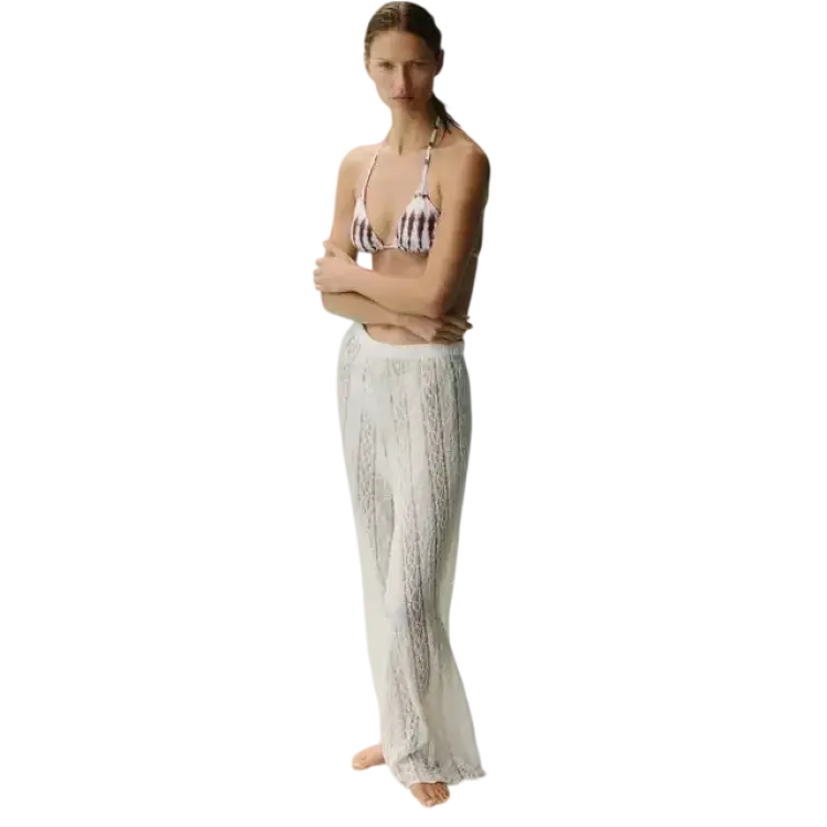 H&M Crèmevit Strandbyxa I Spets - Dam