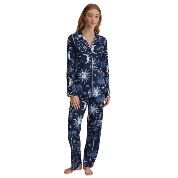 Calida Winter Dreams Pyjama Mit Knöpfenfür Damen - Blau