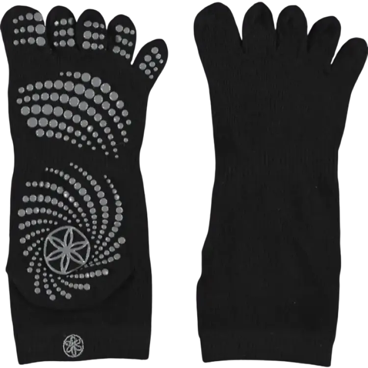 Gaiam Grippy Yoga Socks Medium/Large - Black/Grey