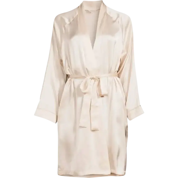 Lady Avenue Morgonrock siden beige