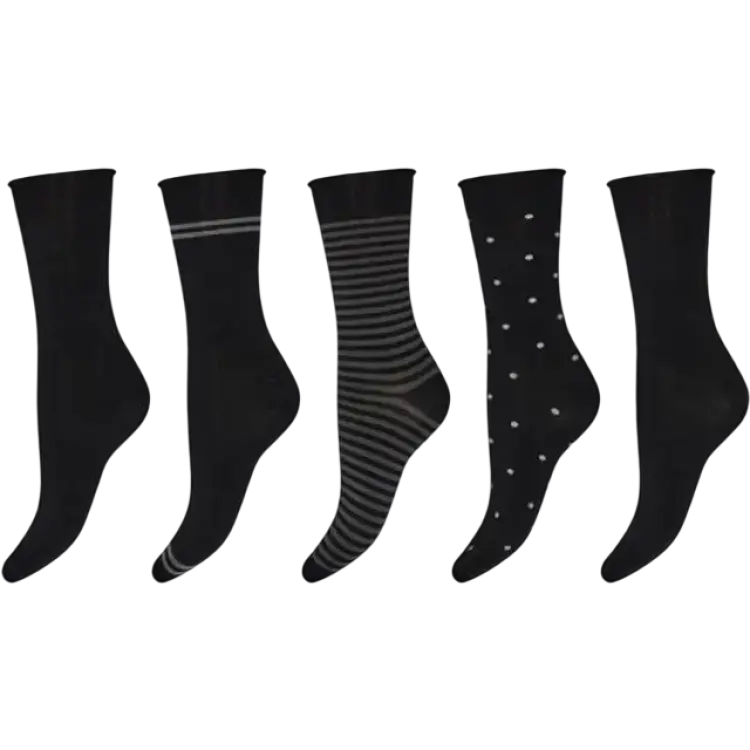 Decoy Bambu, Ankelstrumpor, 5-pack, Svart 37-41