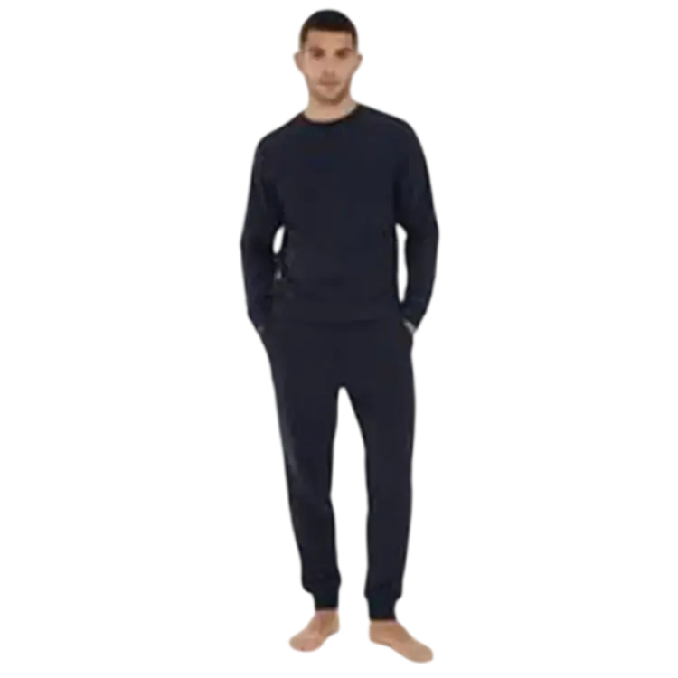 Threadbare Blue Waffle Textured Fleece Loungewear Set